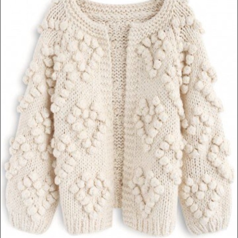 Pompom heart cardigan